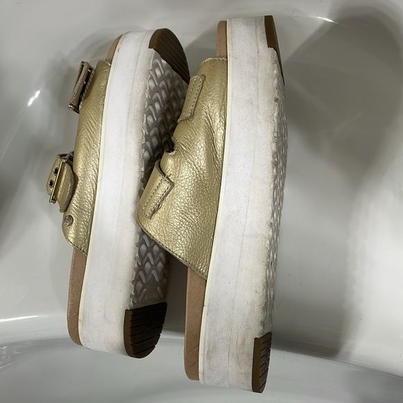 UGG Gently used Gold /white platform slides - Picture 6 of 7